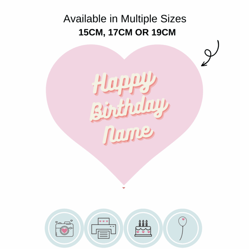 Vintage Text Heart Edible Cake Topper